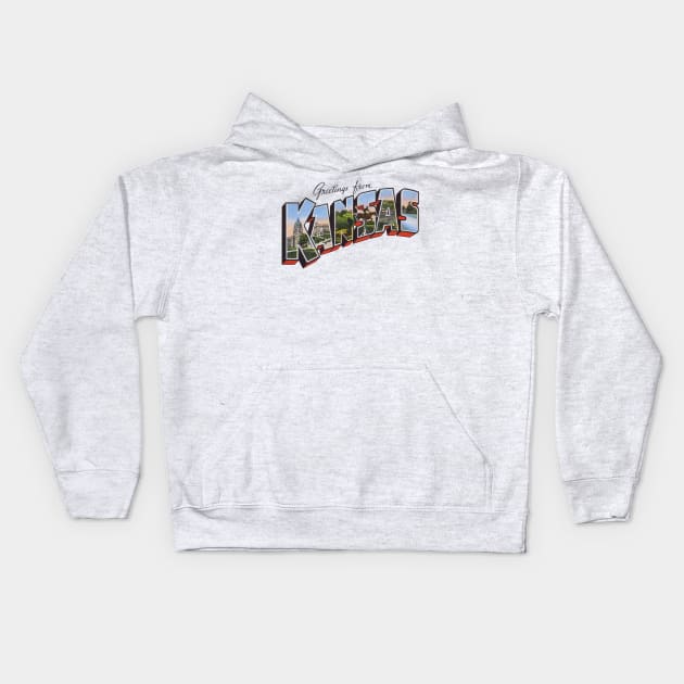 Greetings from Kansas Kids Hoodie by reapolo